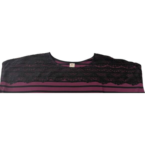 FADED GLORY CAP SLV PULL-OVER TOP, WOMENS, 4X(26W-28W), PURPLE & BLACK STRIPES - Picture 2 of 11